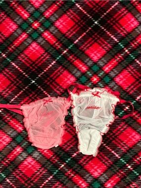 Victoria's Secret Pink and White Sheer Ruffle Panty Set